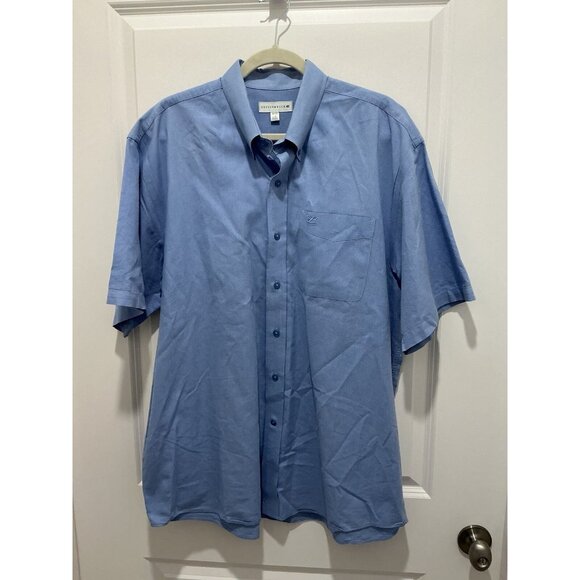 Cutter & Buck Shirt XL Button Up Men's Short Sleeve Blue with Pocket - Picture 1 of 9